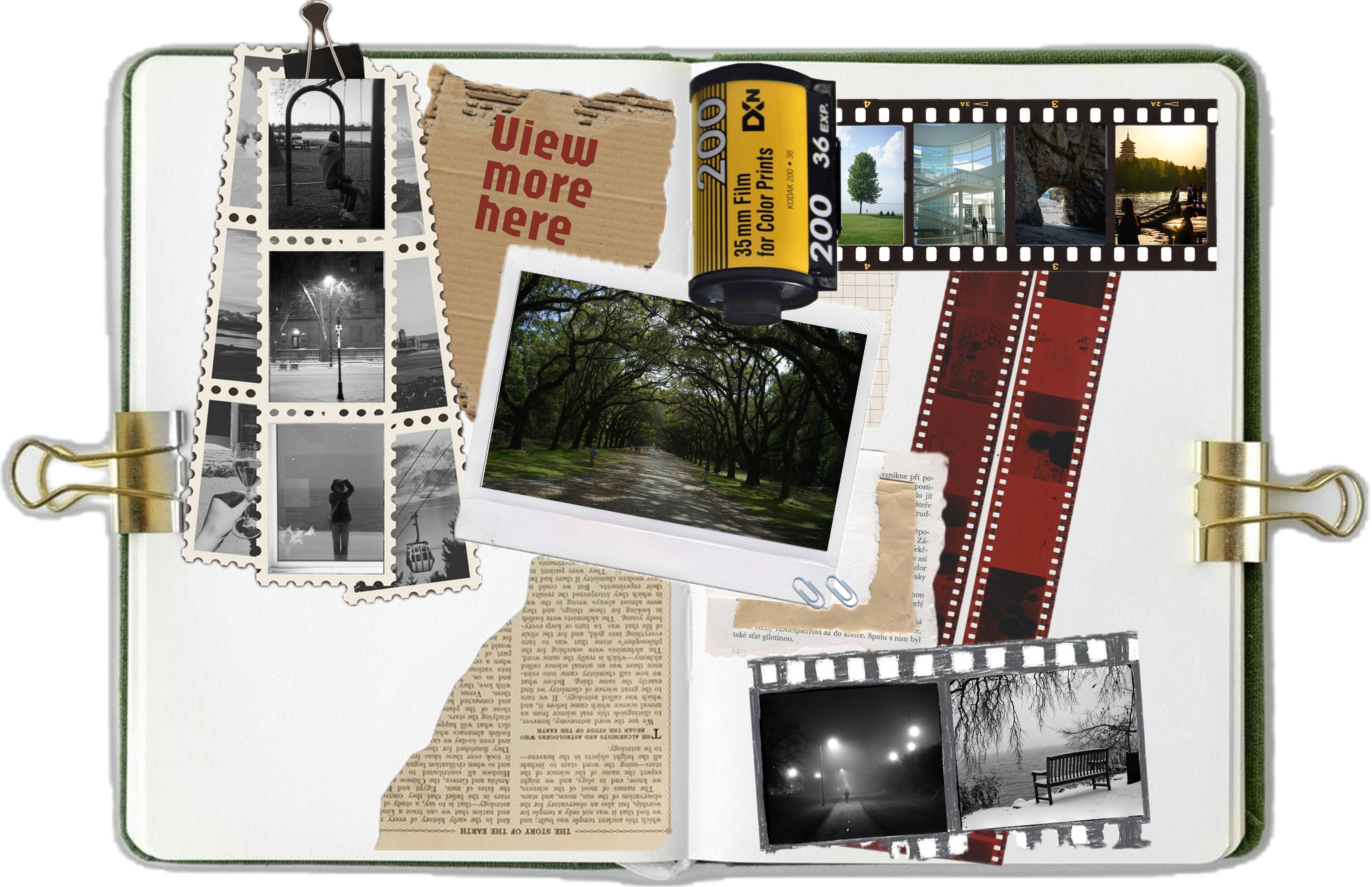 Photography notebook collage background